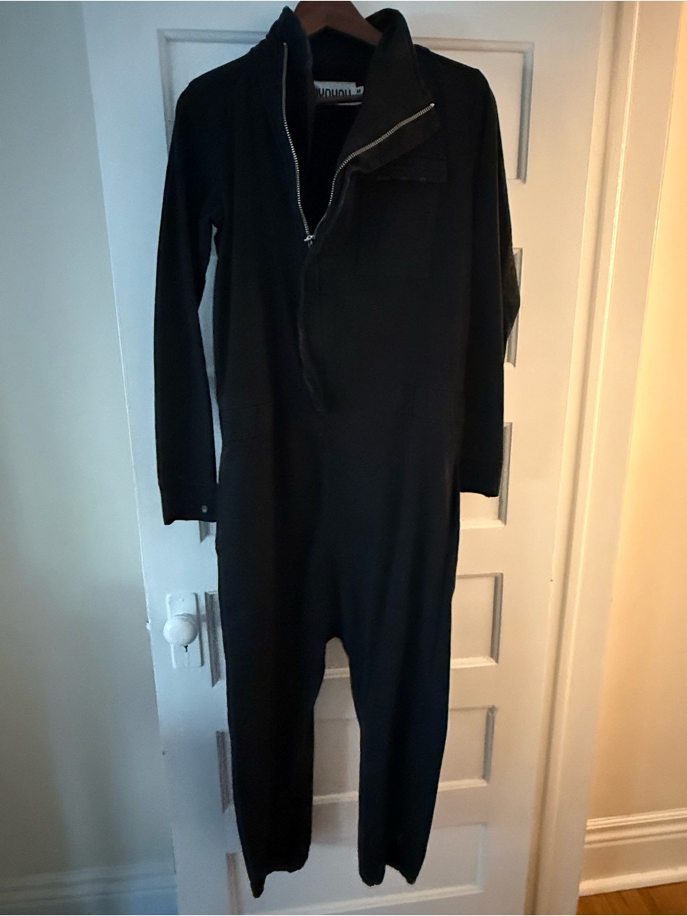 Nununu Women's Black Jumpsuit - Casual Zip-Front